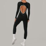 Women’s Color-Block Long-Sleeve Gym & Yoga Jumpsuit