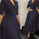 Women’s Plus-Size Printed V-Neck Split Dress