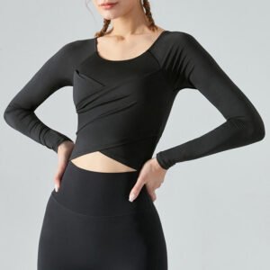 Women’s Thermal Long-Sleeve Padded Yoga & Fitness Crop Top