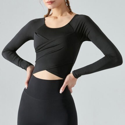 Women’s Thermal Long-Sleeve Padded Yoga & Fitness Crop Top