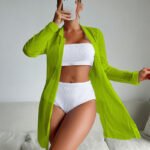 Women’s 3-Piece Bandeau Bikini Set with Beach Cover-Up