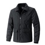 Men's 100% Polyester Corduroy Jacket Turtleneck Collar Fleece Lined Windproof Eco-Friendly Casual Winter Printing Shell