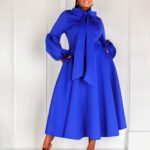 Women’s Plus-Size Long-Sleeve Bow Detail Dress