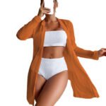 Women’s 3-Piece Bandeau Bikini Set with Beach Cover-Up