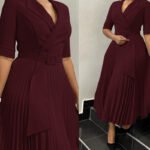 Women’s Plus-Size Printed V-Neck Split Dress