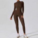 Women’s Long-Sleeve Zipper Yoga & Fitness Jumpsuit