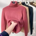 Women’s Warm Solid-Color Fleece Winter Pullover Sweater
