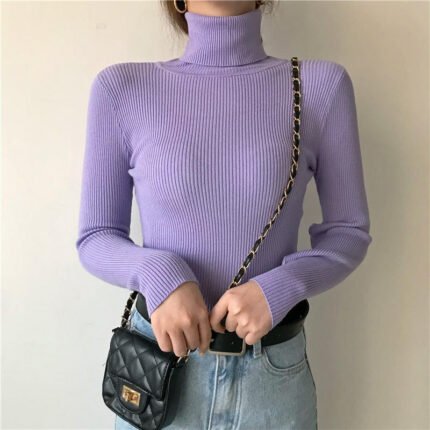Women’s Casual Ribbed Knit Long-Sleeve Winter Sweater