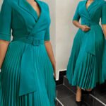 Women’s Plus-Size Printed V-Neck Split Dress