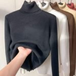 Women’s Warm Solid-Color Fleece Winter Pullover Sweater