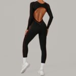 Women’s Color-Block Long-Sleeve Gym & Yoga Jumpsuit