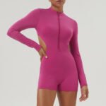Women’s Long-Sleeve Backless Cross-Back Fitness Jumpsuit