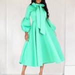 Women’s Plus-Size Long-Sleeve Bow Detail Dress