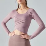 Women’s Thermal Long-Sleeve Padded Yoga & Fitness Crop Top