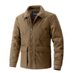 Men's 100% Polyester Corduroy Jacket Turtleneck Collar Fleece Lined Windproof Eco-Friendly Casual Winter Printing Shell