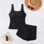 Women’s High-Waist Tankini Crop Top & Boxer Shorts Set
