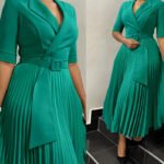 Women’s Plus-Size Printed V-Neck Split Dress