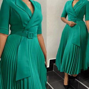 Women’s Plus-Size Printed V-Neck Split Dress