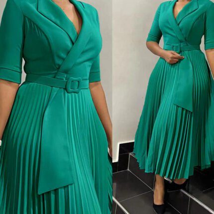 Women’s Plus-Size Printed V-Neck Split Dress