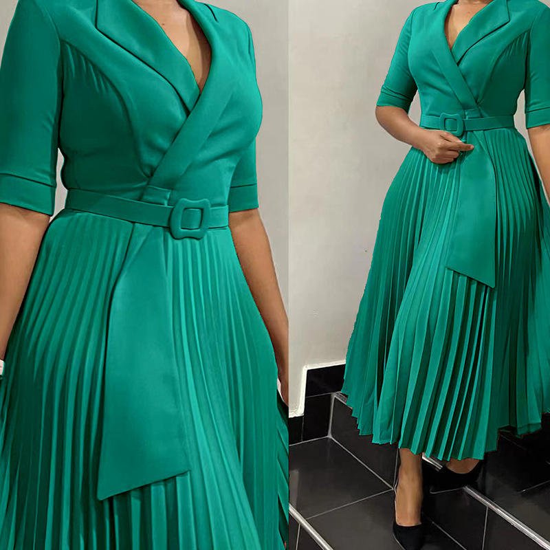Women’s Plus-Size Printed V-Neck Split Dress