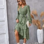 Women’s Plus-Size Elegant Floral Print Dress
