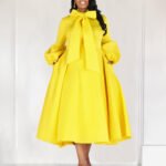 Women’s Plus-Size Long-Sleeve Bow Detail Dress
