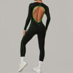 Women’s Color-Block Long-Sleeve Gym & Yoga Jumpsuit