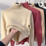 Women’s Warm Solid-Color Fleece Winter Pullover Sweater