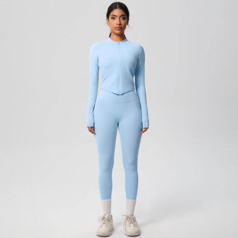 Women’s High-Waist Zipper Top & Leggings Yoga Set
