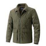 Men's 100% Polyester Corduroy Jacket Turtleneck Collar Fleece Lined Windproof Eco-Friendly Casual Winter Printing Shell