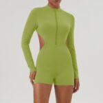 Women’s Long-Sleeve Backless Cross-Back Fitness Jumpsuit