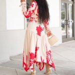 Women’s Plus-Size Printed V-Neck Ruffle Maxi Dress with Waist Tie