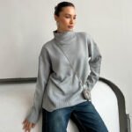 Women’s Soft Solid Turtleneck Long-Sleeve Sweater