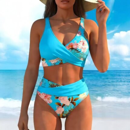 Women’s Leopard Print Cutout Tankini Swimsuit Set