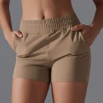 Women’s High-Waist Quick-Dry Sports Shorts with Pockets