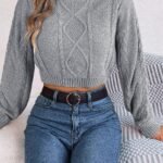 Women’s Chunky Cable-Knit Crewneck Winter Sweater