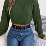 Women’s Chunky Cable-Knit Crewneck Winter Sweater