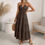 Women’s Printed Backless Strappy Maxi Party Dress