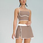 Women’s Color-Block Sports Bra & Tennis Skirt Set