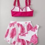 Women’s 3-Piece Printed High-Waist Bikini Set with Cover-Up