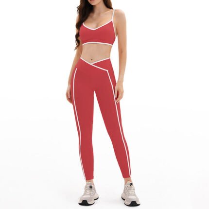 Women’s Plus-Size Halter Sports Bra & High-Waist Leggings Set