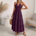 Women’s Printed Backless Strappy Maxi Party Dress