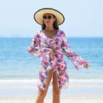 Women’s 3-Piece Floral High-Waist Bikini Set with Long-Sleeve Kimono