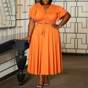 Women’s Plus-Size African Print Crop Top & Maxi Skirt Set