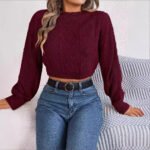 Women’s Chunky Cable-Knit Crewneck Winter Sweater