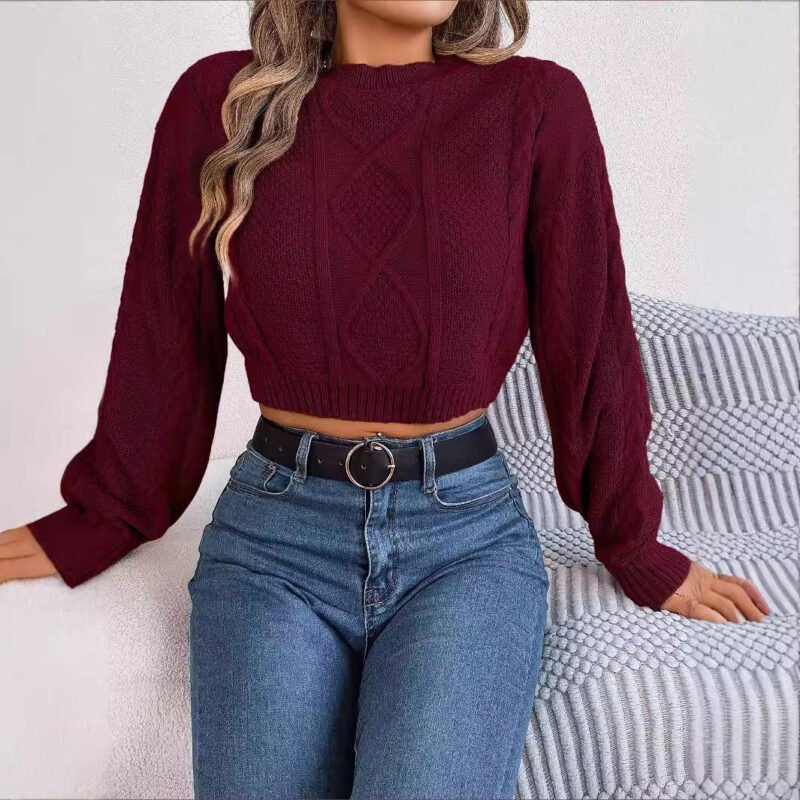 Women’s Chunky Cable-Knit Crewneck Winter Sweater