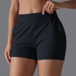 Women’s High-Waist Quick-Dry Sports Shorts with Pockets