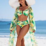 Women’s 3-Piece Floral Bikini Set with Cover-Up Dress