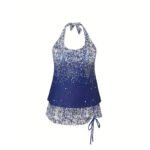 Women’s Plus-Size High-Waist Tankini Set with Swim Shorts