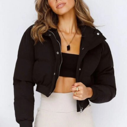Women’s Stand-Collar Warm Short Puffer Winter Jacket